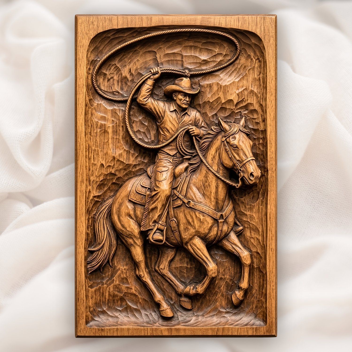 Cowboy Horse Lasso Scene CNC Relief STL bas-relief STL design