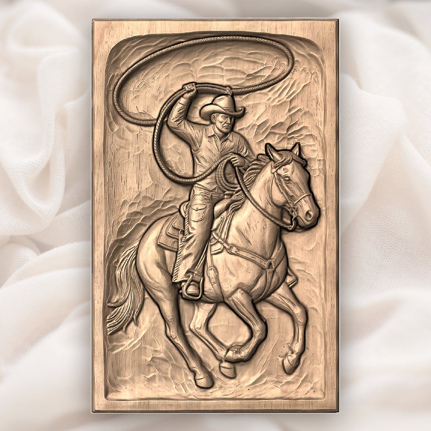 Cowboy Horse Lasso Scene CNC Relief STL bas-relief STL — view 4