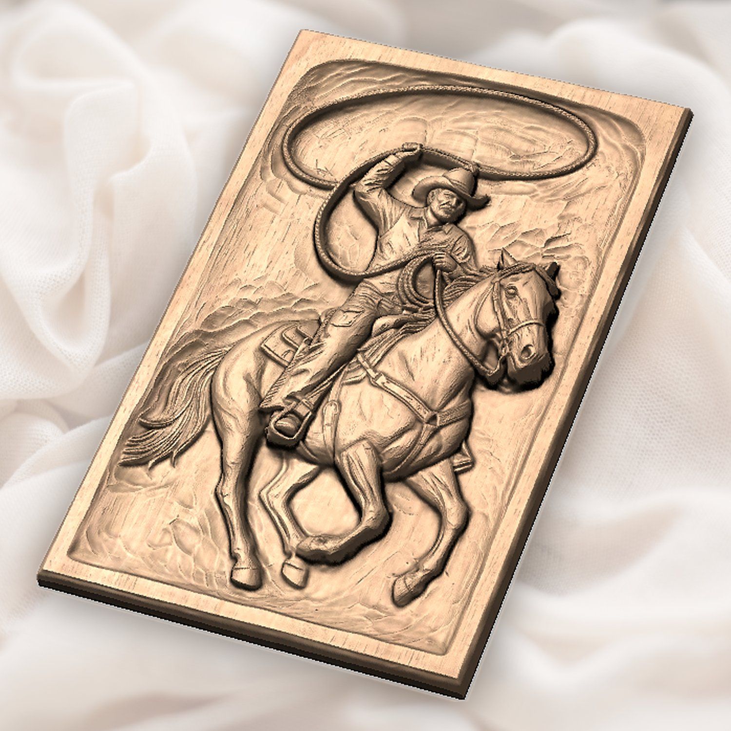 Cowboy Horse Lasso Scene CNC Relief STL bas-relief STL — view 5