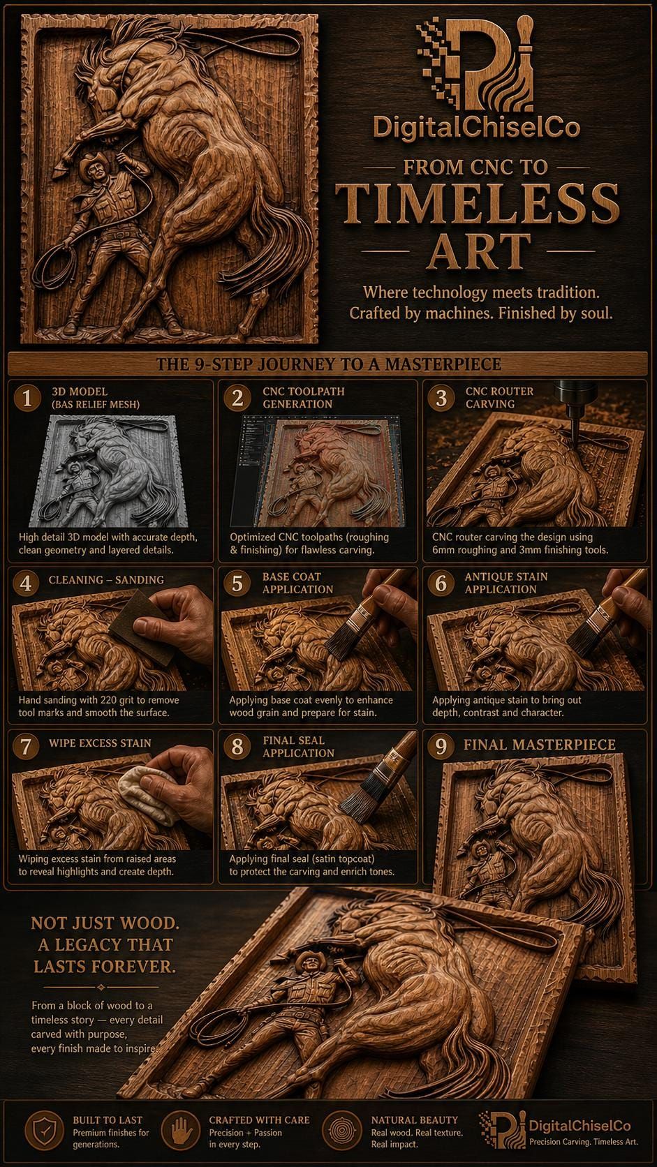 Cowboy Breaking a Rearing Horse Bas-Relief STL Panel bas-relief STL — view 4