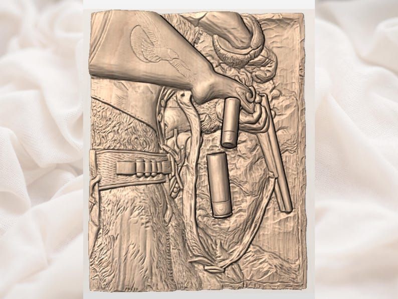 Hunter's Rifle and Eagle Bas-Relief STL for CNC Carving bas-relief STL — view 2