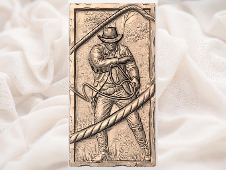 Cowboy Roping a Lasso Bas-Relief STL for CNC Carving bas-relief STL — view 3