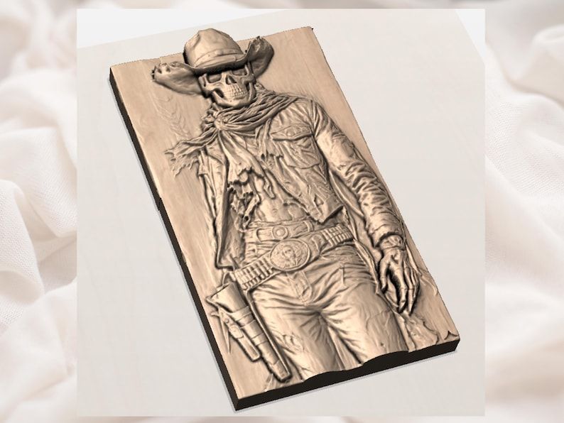 Undead Gunslinger Skeleton Cowboy Bas-Relief STL for CNC bas-relief STL — view 3