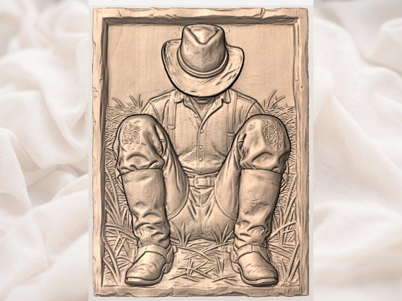 Kneeling Cowboy in Prayer Bas-Relief STL for CNC Carving bas-relief STL — view 3