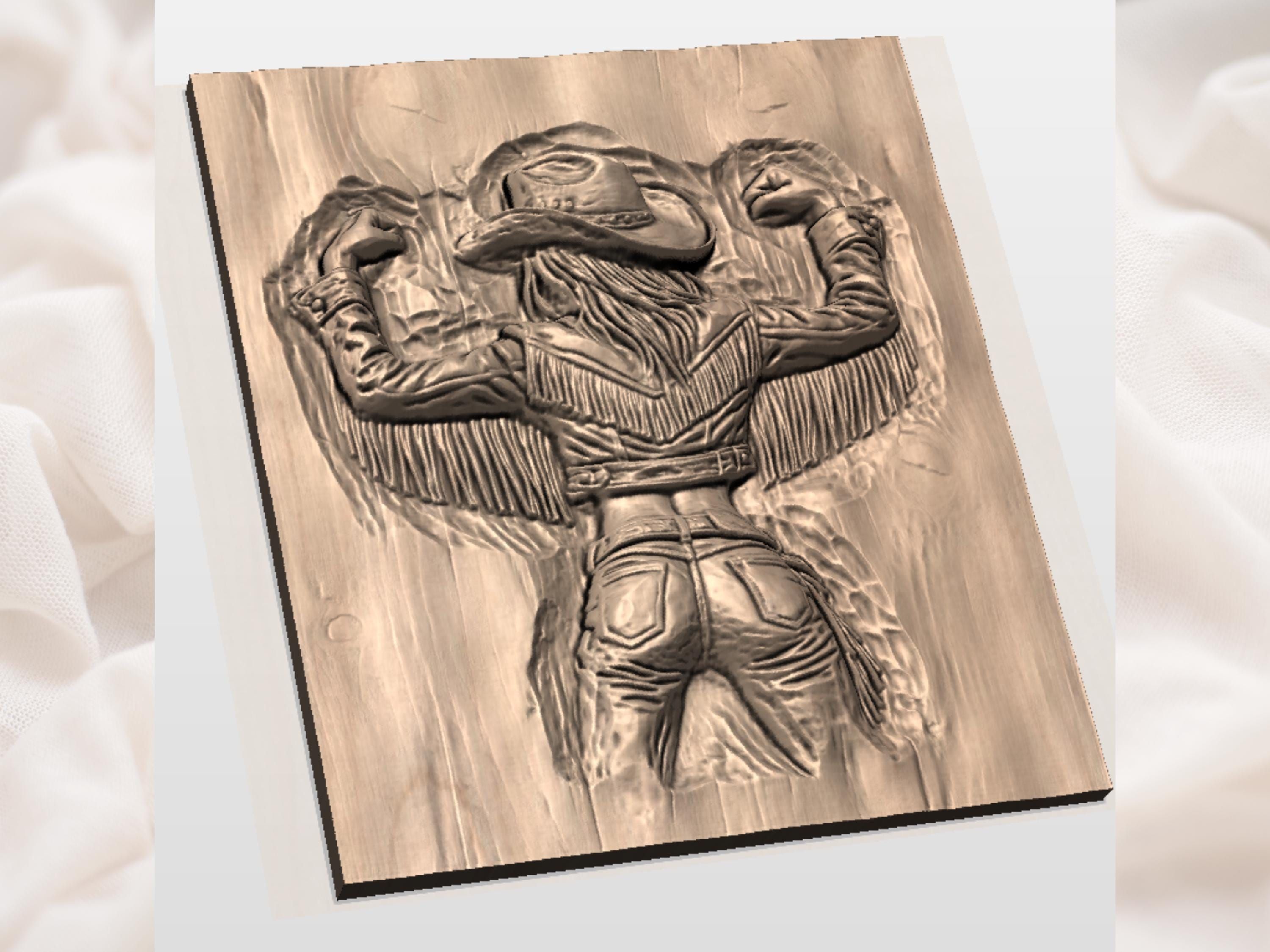 Cowgirl in Fringe Jacket Bas-Relief STL for CNC Carving bas-relief STL — view 2
