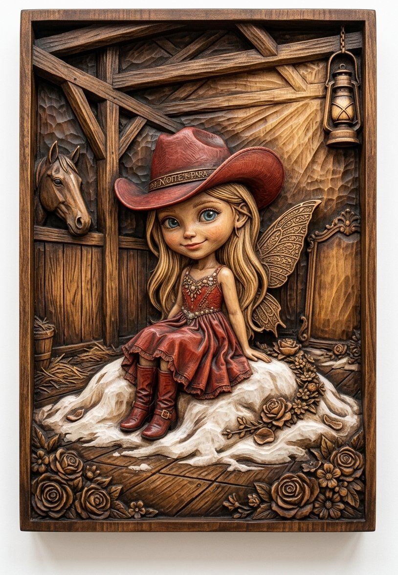 Cowgirl Fairy Western Barn Scene CNC Relief STL bas-relief STL — view 13