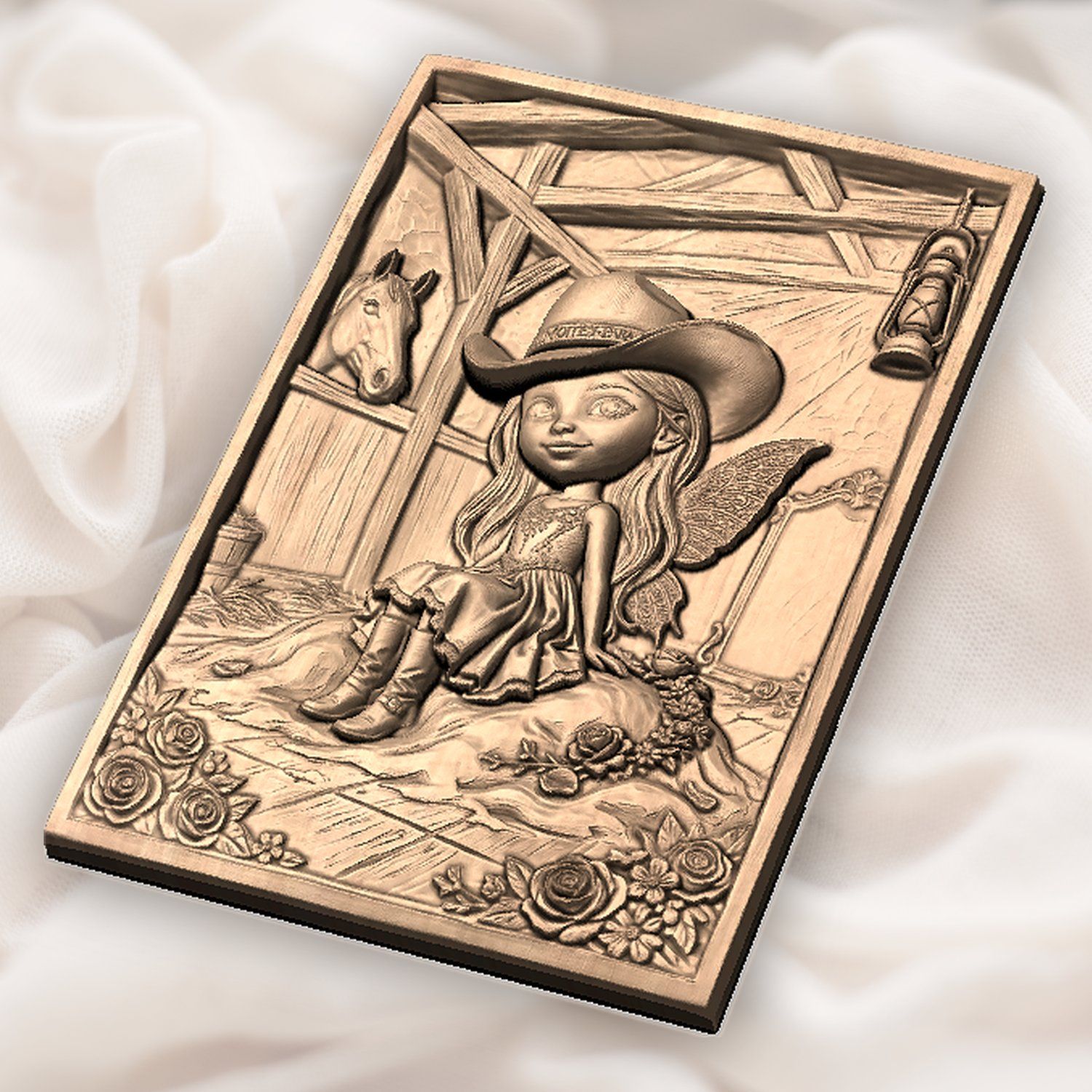 Cowgirl Fairy Western Barn Scene CNC Relief STL bas-relief STL — view 5