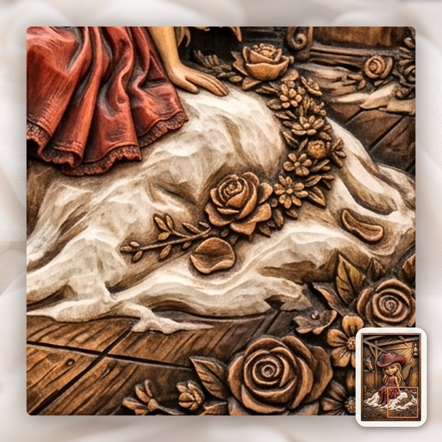 Cowgirl Fairy Western Barn Scene CNC Relief STL bas-relief STL — view 11