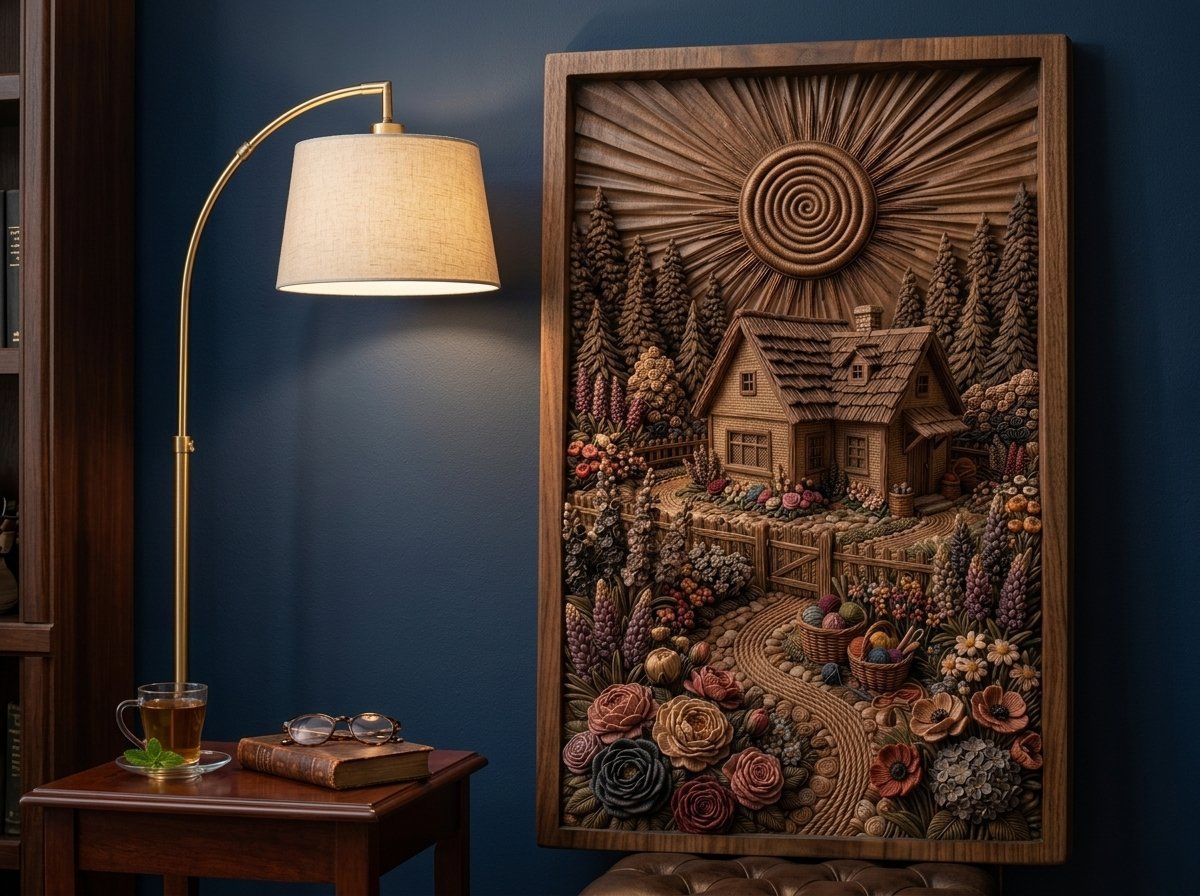 Cozy Cottage Garden Yarn Basket CNC Relief STL bas-relief STL — view 14