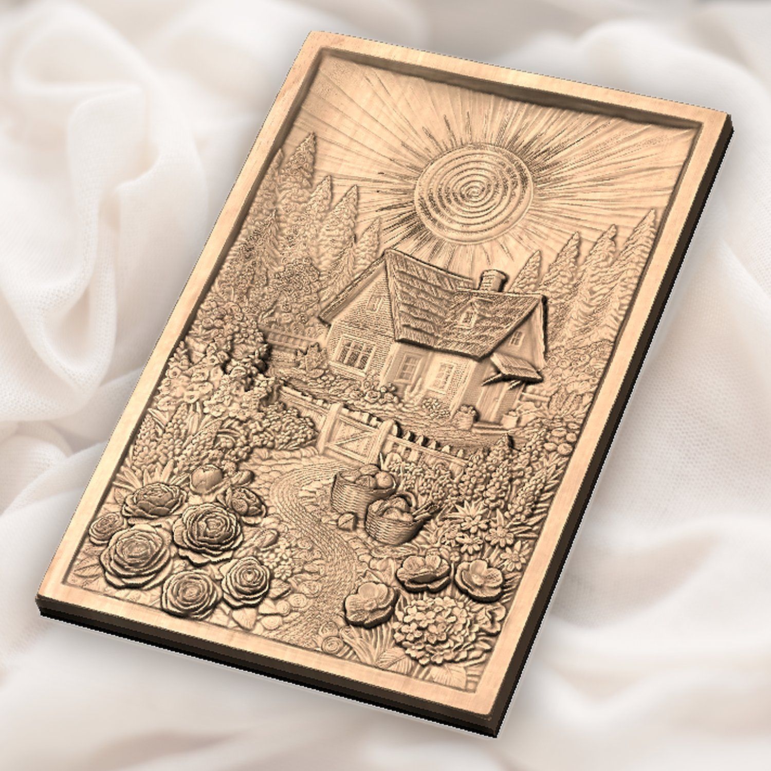 Cozy Cottage Garden Yarn Basket CNC Relief STL bas-relief STL — view 6