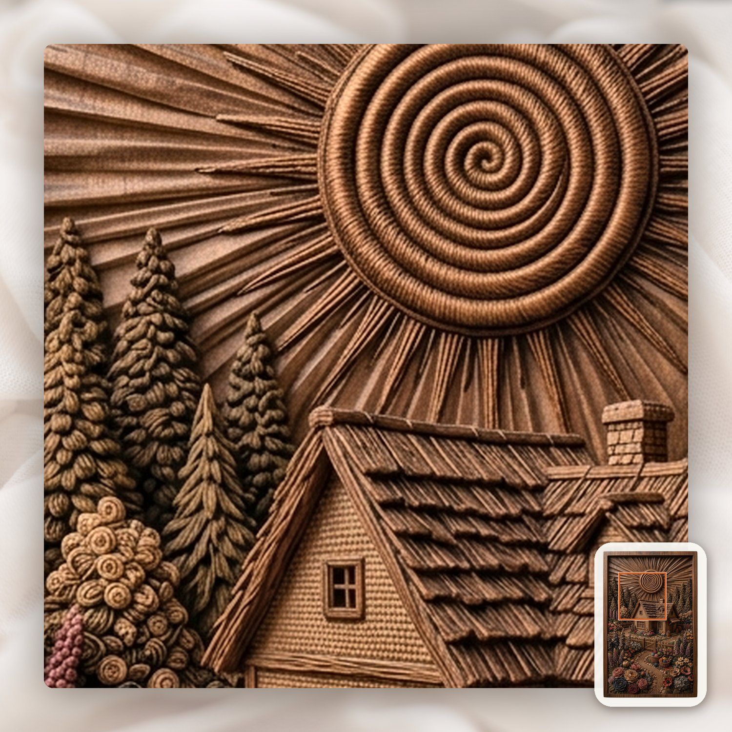 Cozy Cottage Garden Yarn Basket CNC Relief STL bas-relief STL — view 11
