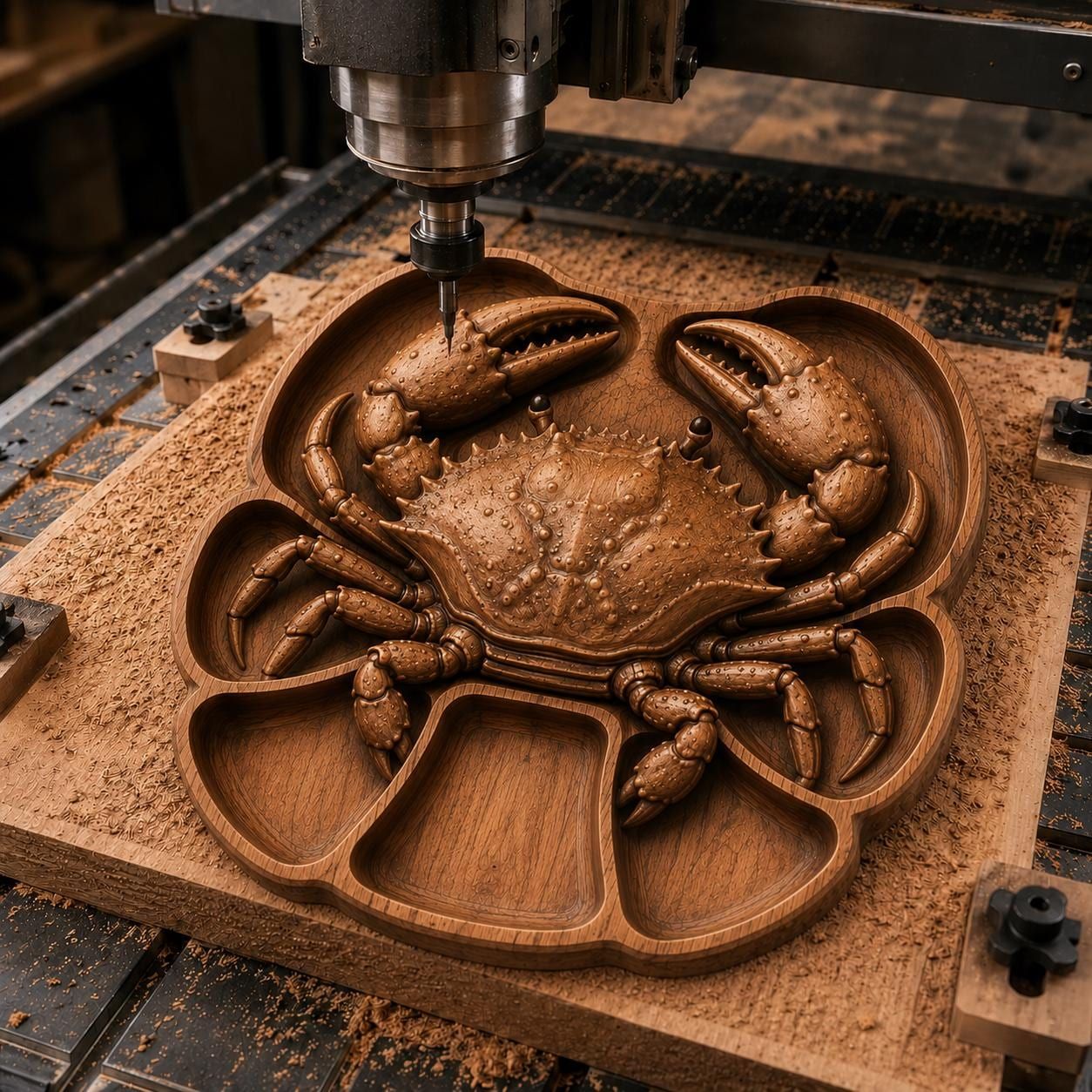 Crab Serving Tray STL File for CNC Router bas-relief STL file for CNC router, laser engraver & 3D printing