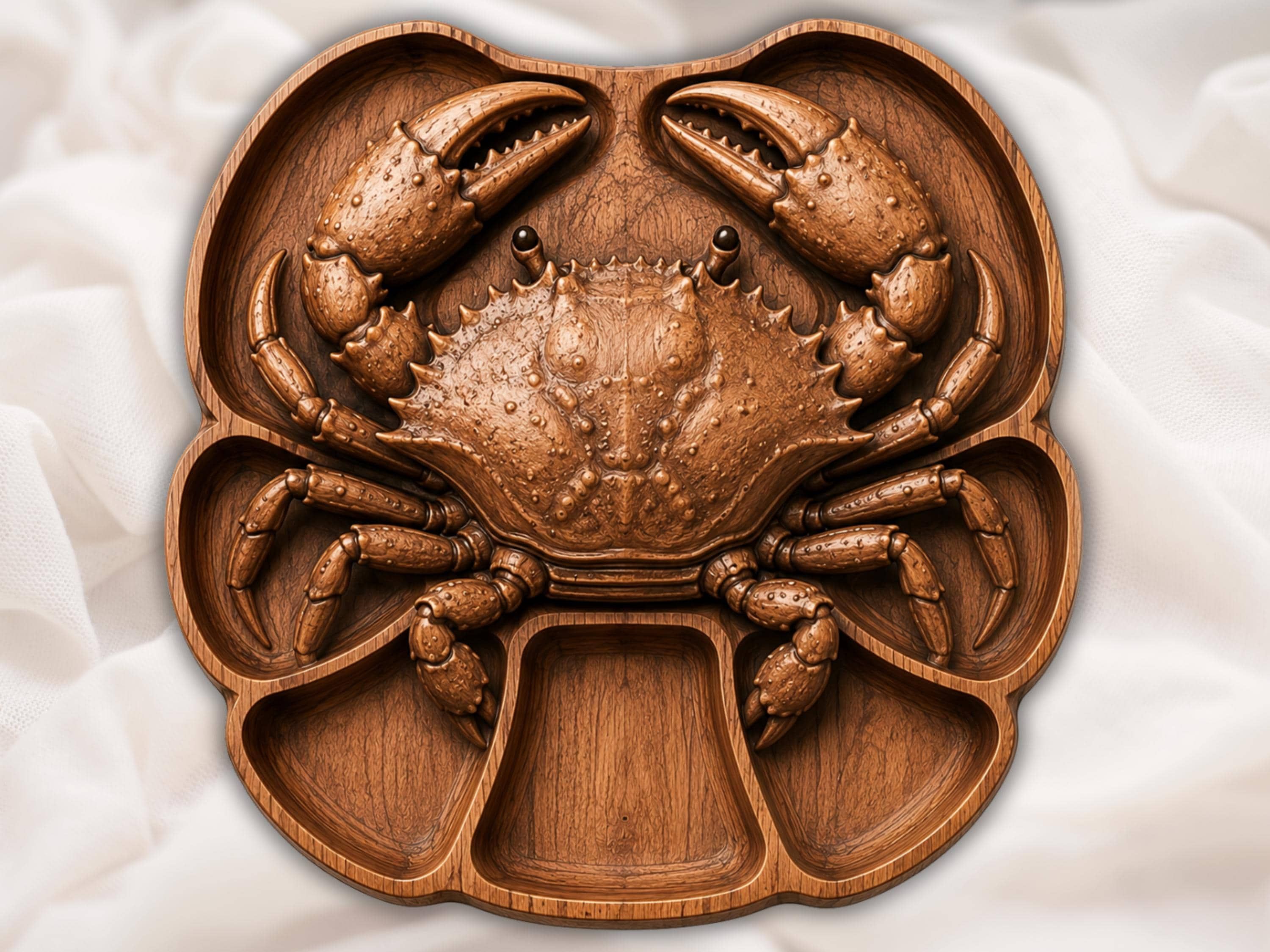 Crab Serving Tray STL File for CNC Router bas-relief STL — view 10