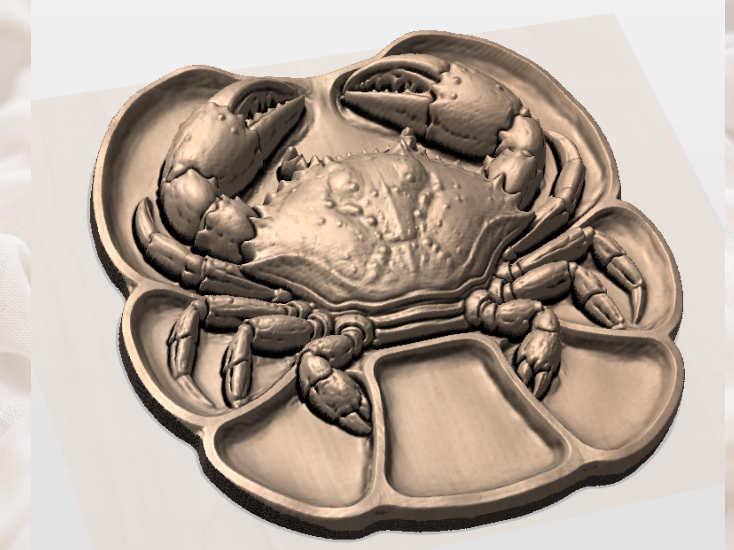 Crab Serving Tray STL File for CNC Router bas-relief STL — view 6
