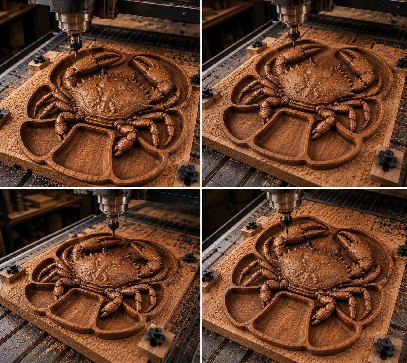 Crab Serving Tray STL File for CNC Router bas-relief STL — view 9