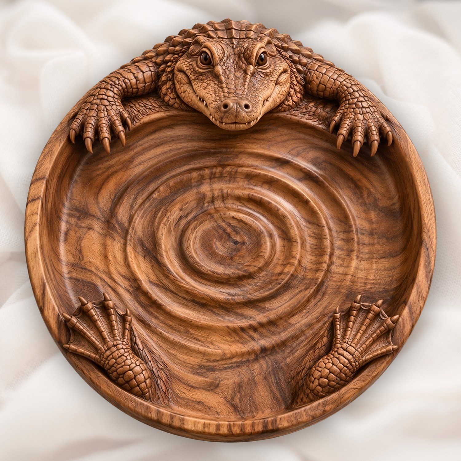Crocodile Ripple Circular Tray Design CNC Relief STL | Alligator Wood
