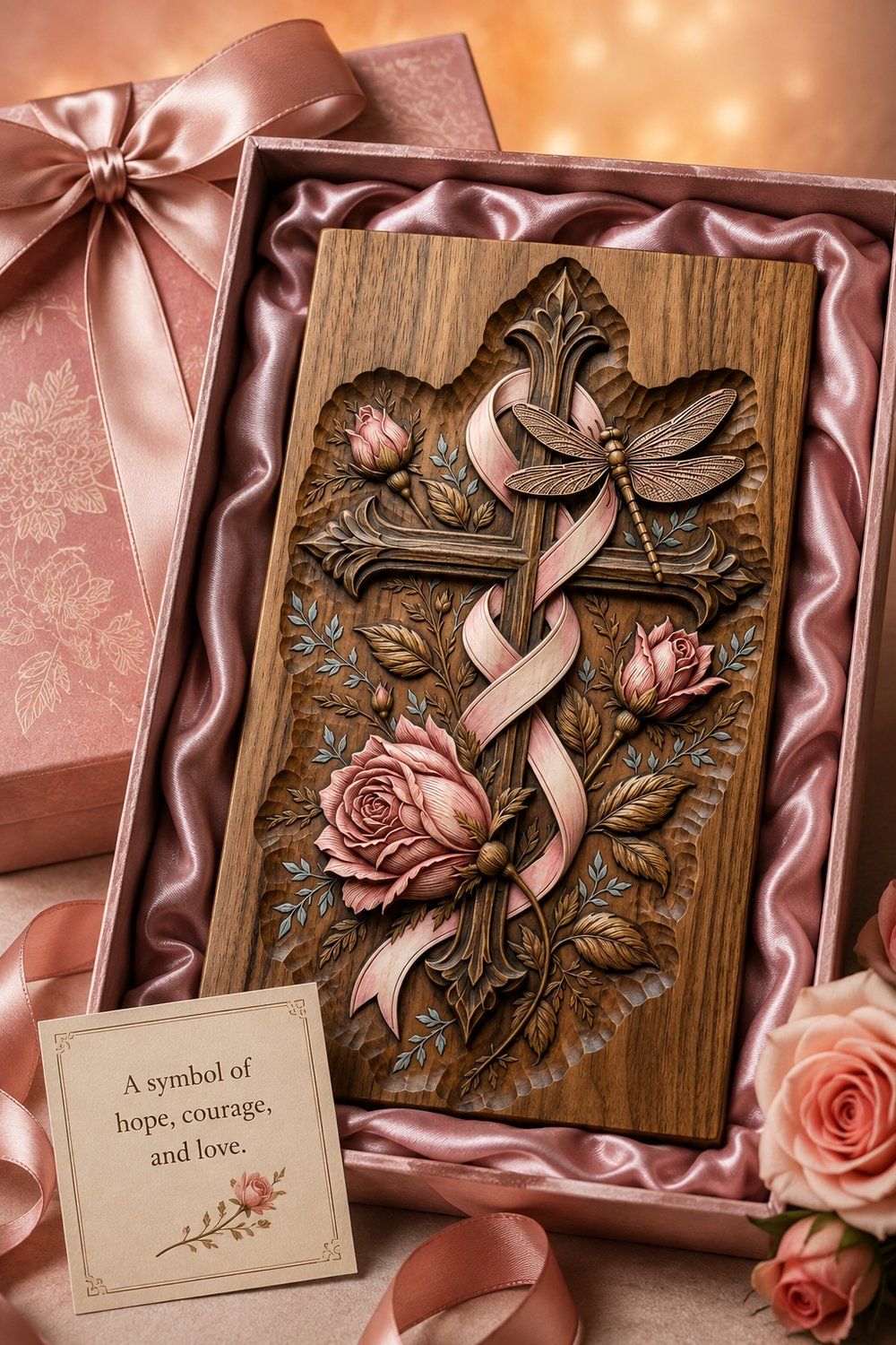 Cross Rose Dragonfly Memorial CNC Relief STL bas-relief STL — view 9