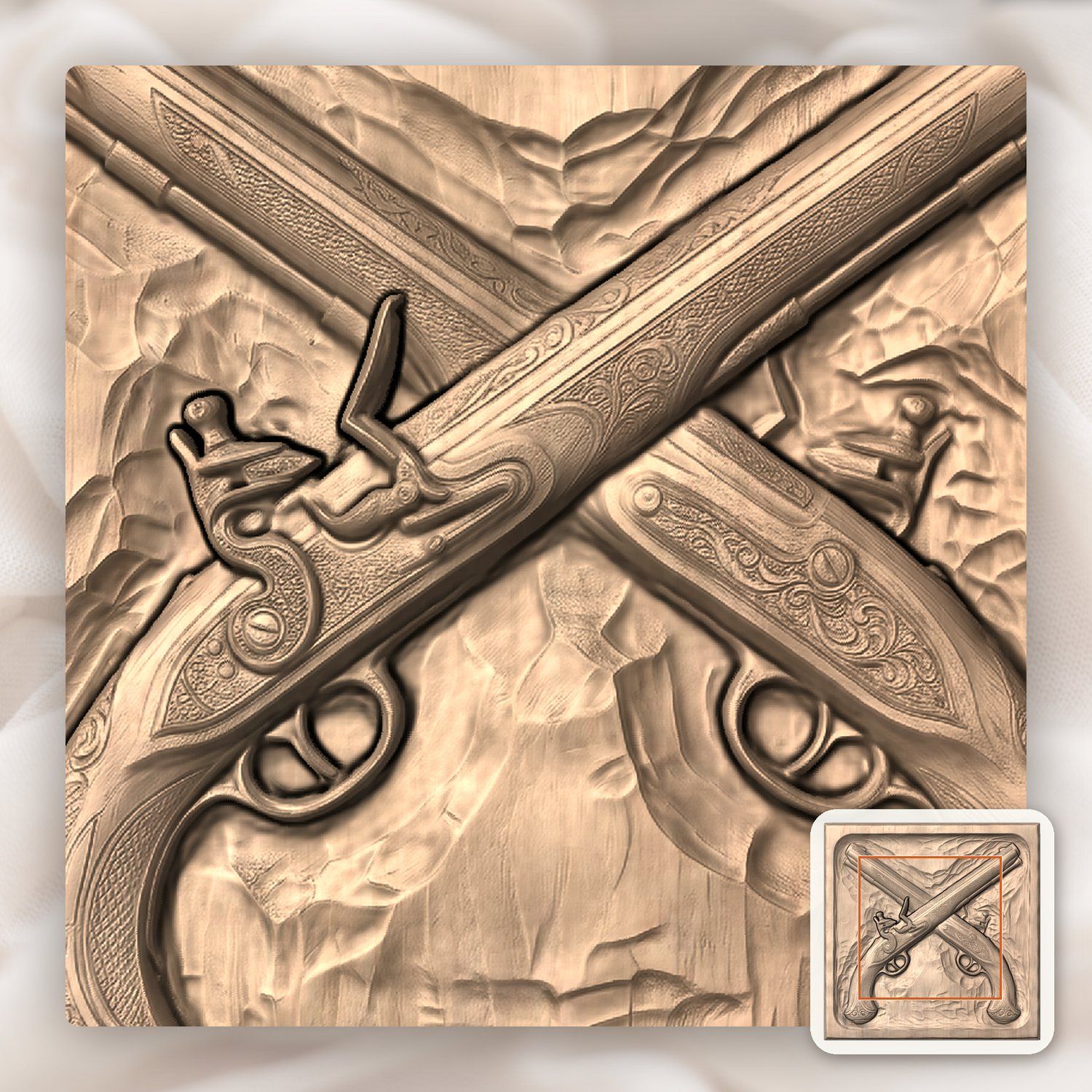 Pirate Flintlock Pistols CNC Relief STL bas-relief STL — view 6