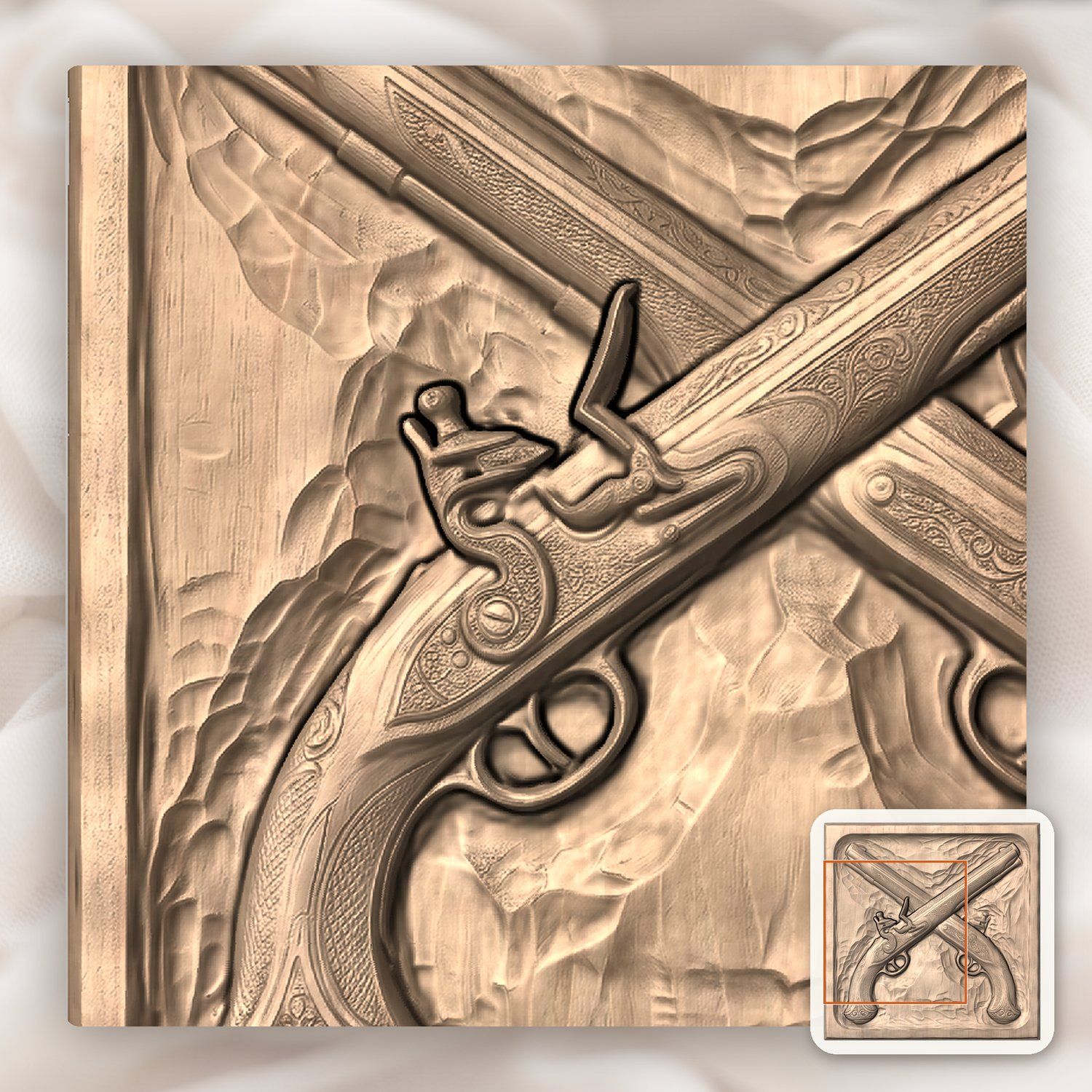 Pirate Flintlock Pistols CNC Relief STL bas-relief STL — view 7