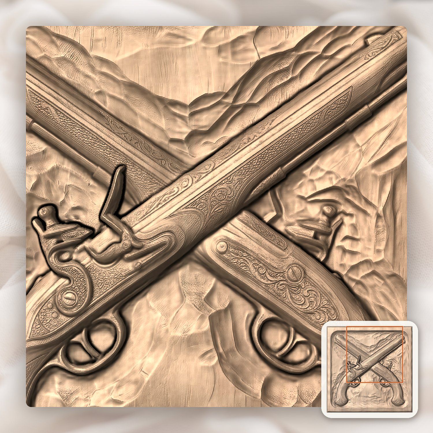 Pirate Flintlock Pistols CNC Relief STL bas-relief STL — view 8