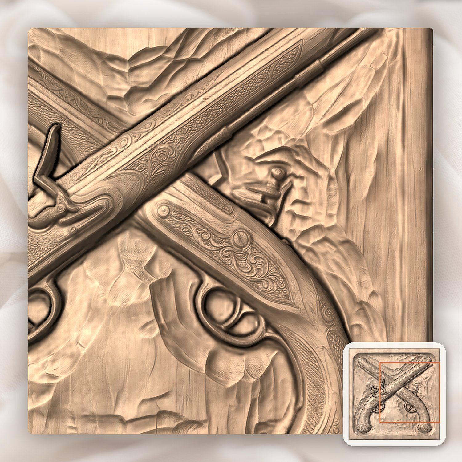 Pirate Flintlock Pistols CNC Relief STL bas-relief STL — view 9