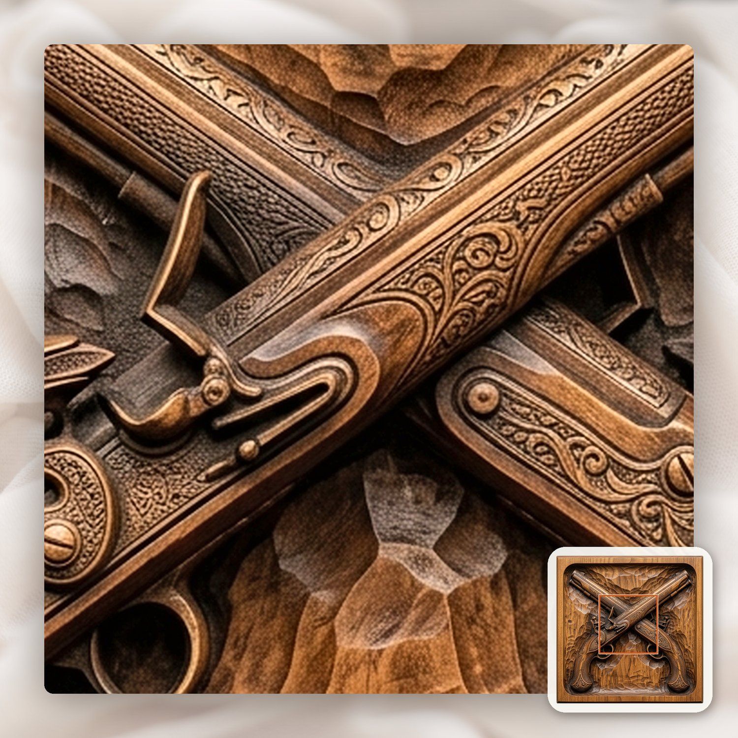 Pirate Flintlock Pistols CNC Relief STL bas-relief STL — view 10