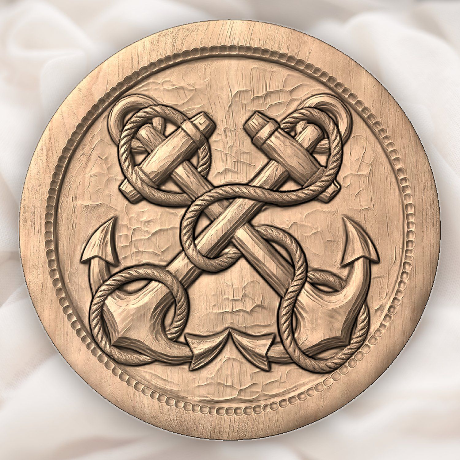 Crossed Nautical Anchors Maritime CNC Relief STL bas-relief STL — view 4