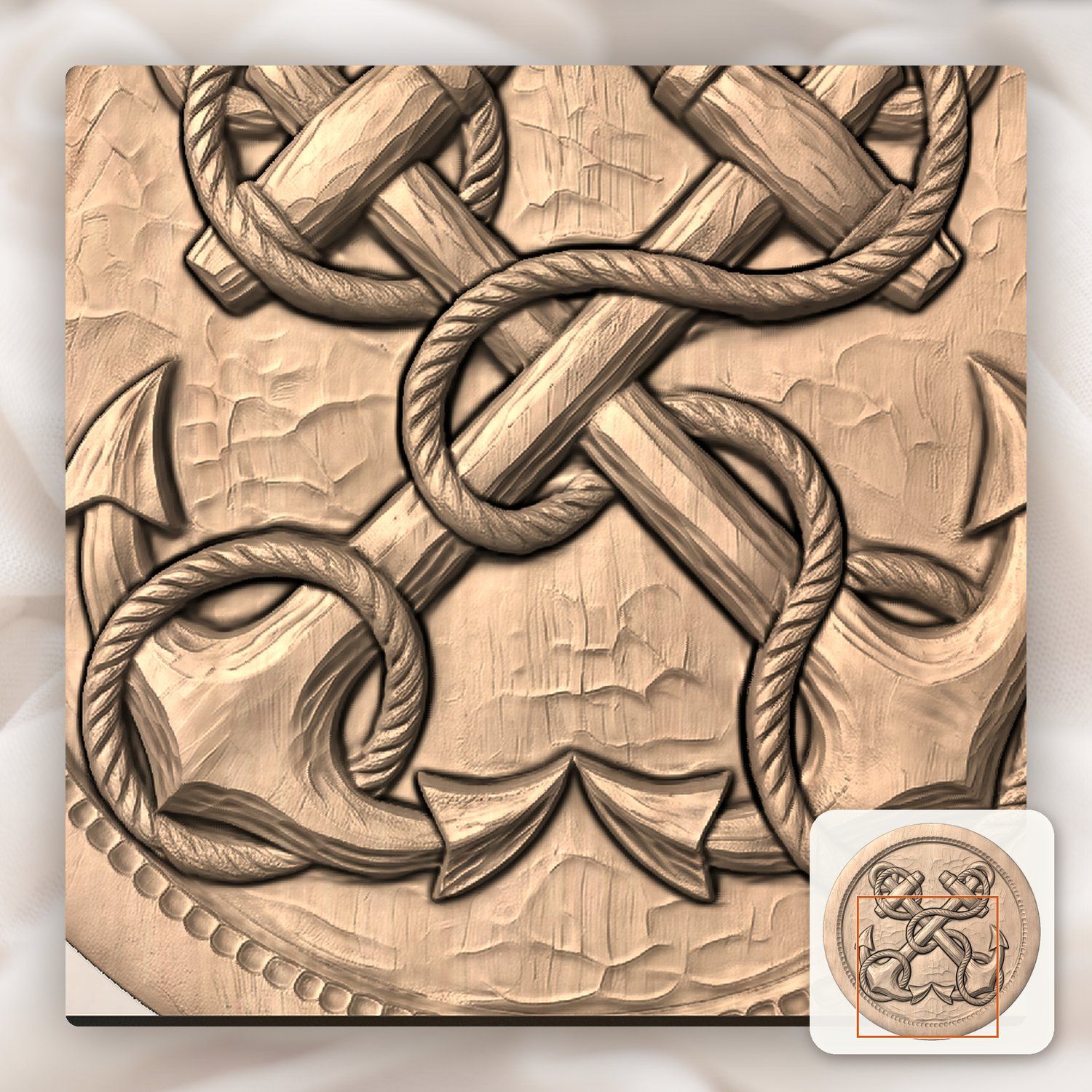 Crossed Nautical Anchors Maritime CNC Relief STL bas-relief STL — view 7