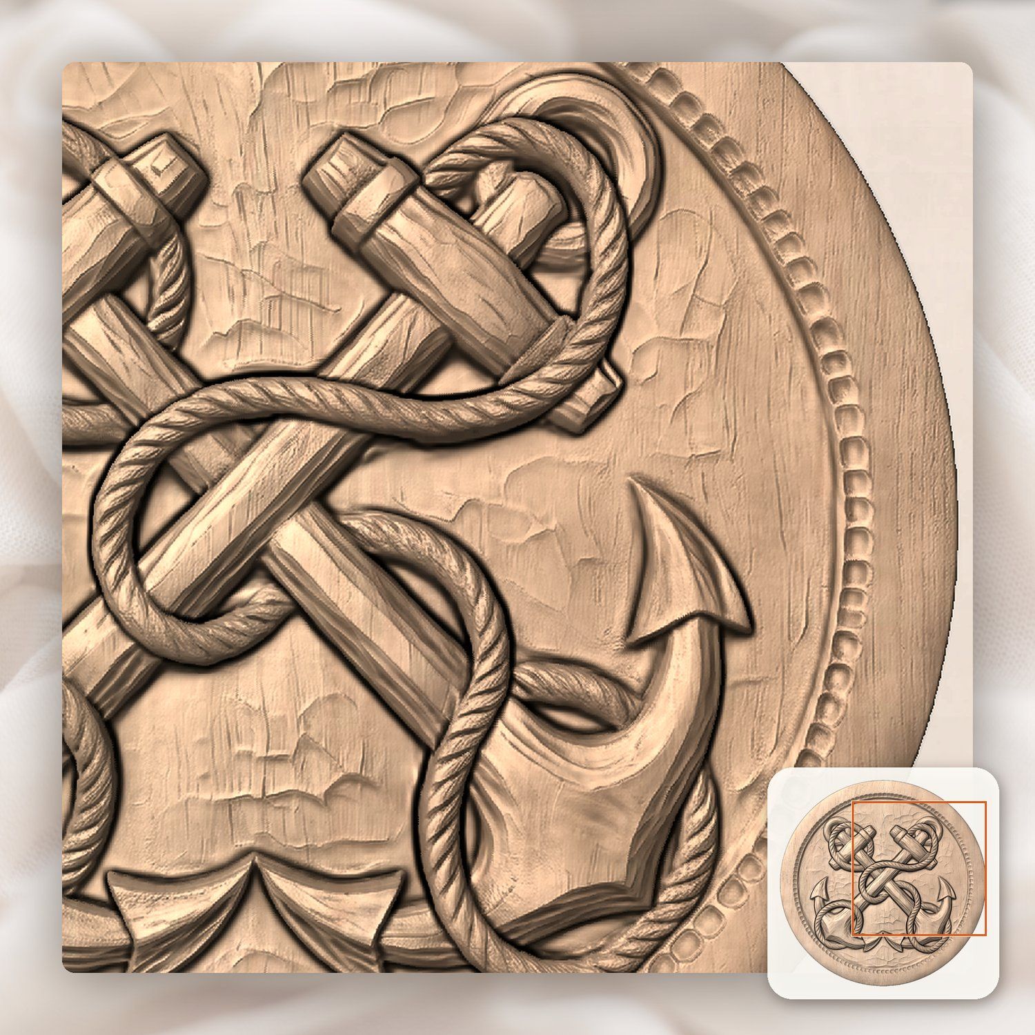 Crossed Nautical Anchors Maritime CNC Relief STL bas-relief STL — view 8