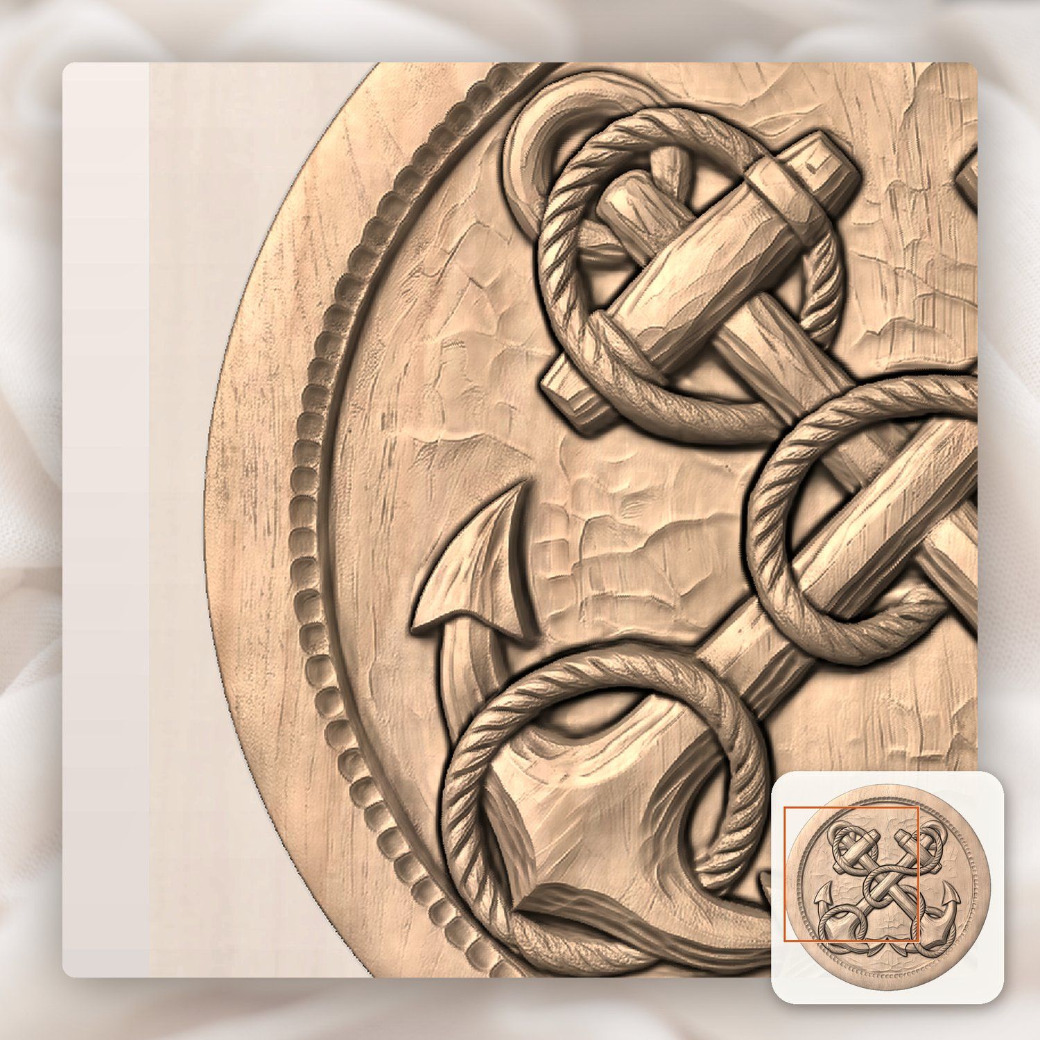 Crossed Nautical Anchors Maritime CNC Relief STL bas-relief STL — view 9