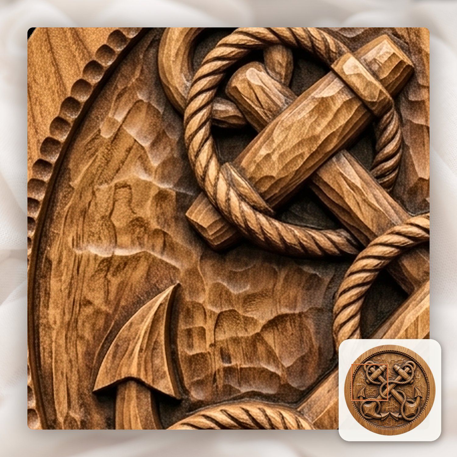 Crossed Nautical Anchors Maritime CNC Relief STL bas-relief STL — view 11