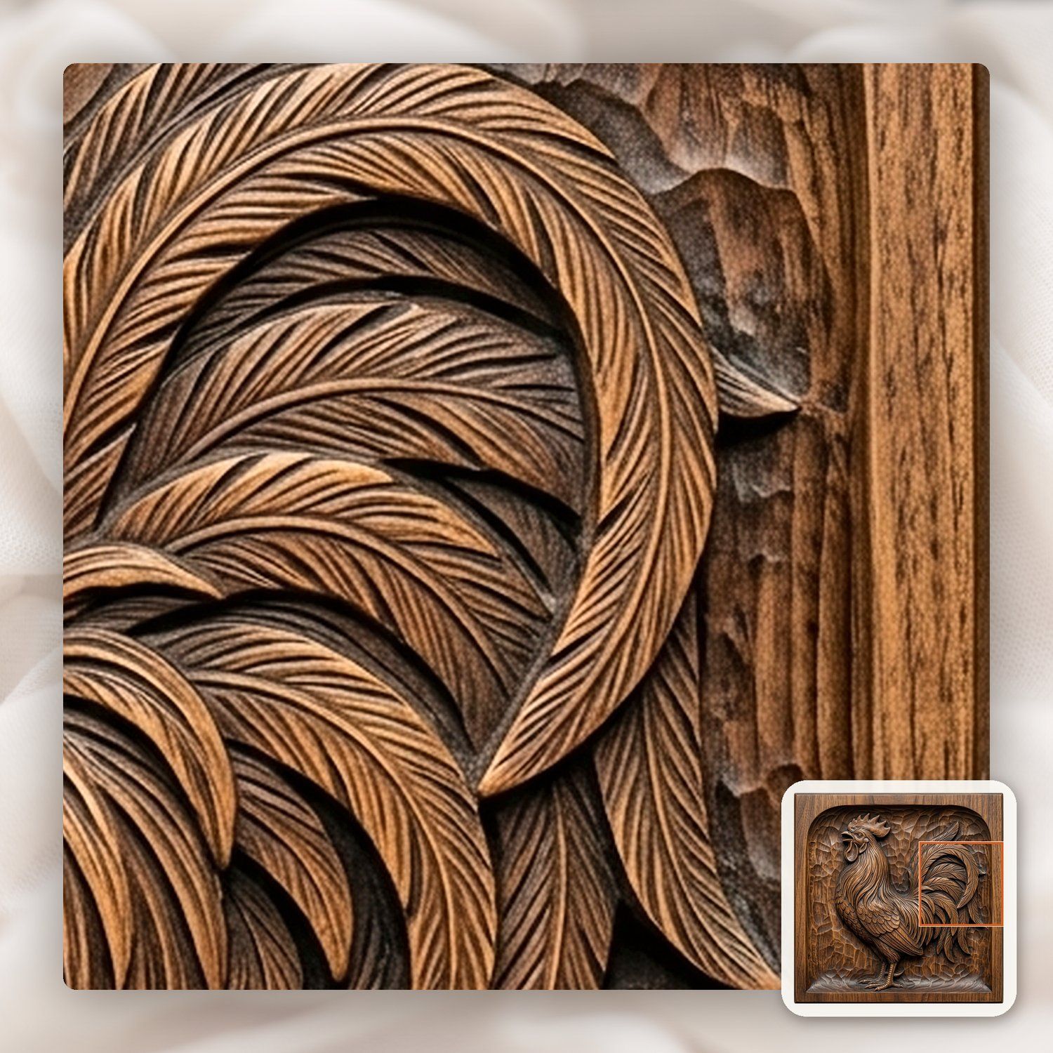 Crowing Rooster Farmhouse Decor CNC Relief STL bas-relief STL — view 12