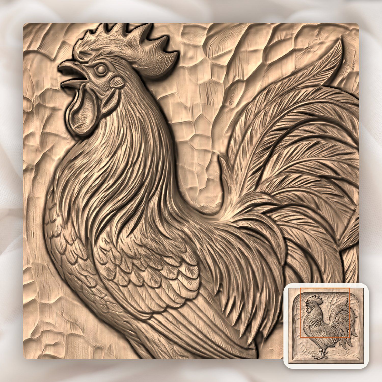 Crowing Rooster Farmhouse Decor CNC Relief STL bas-relief STL — view 9