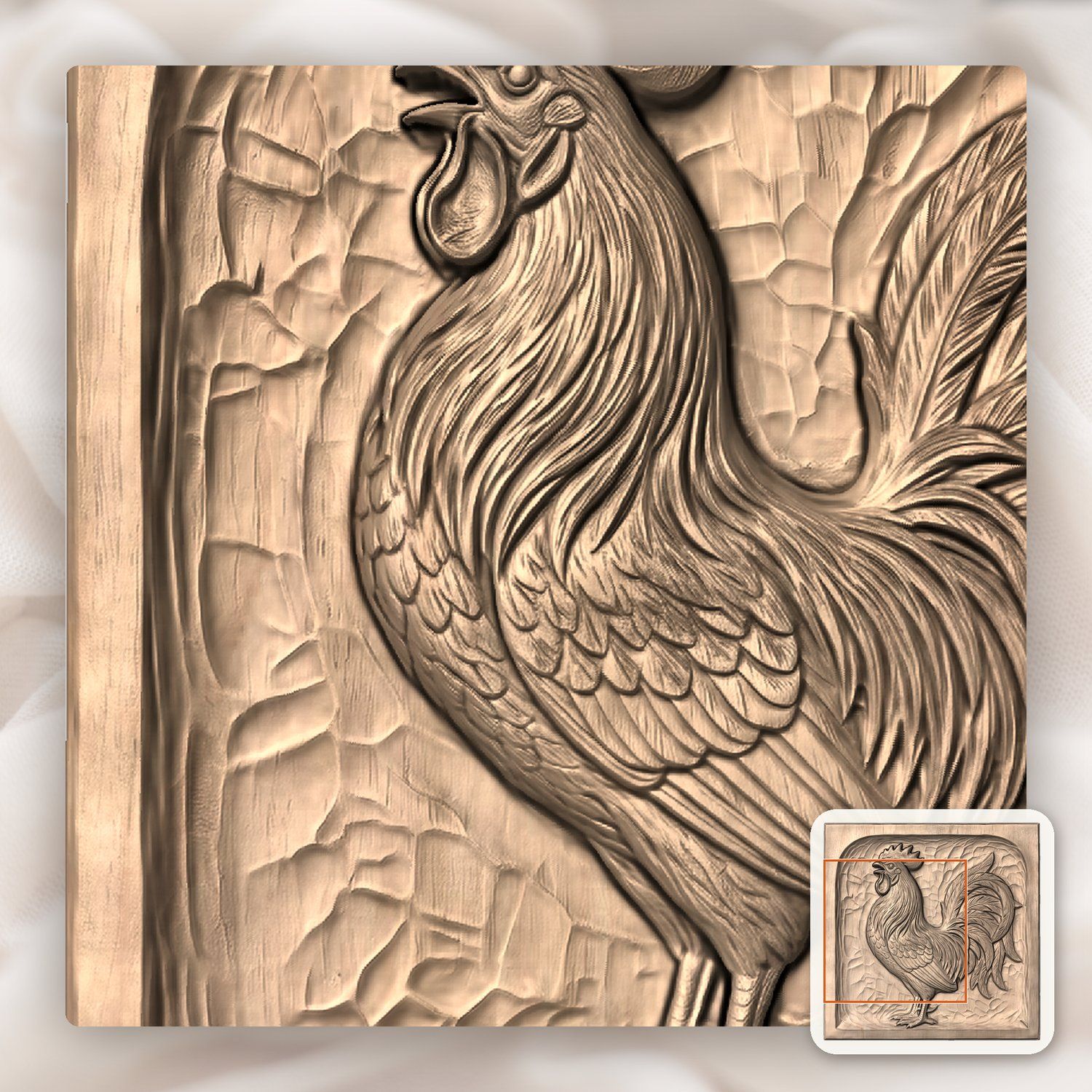 Crowing Rooster Farmhouse Decor CNC Relief STL bas-relief STL — view 10