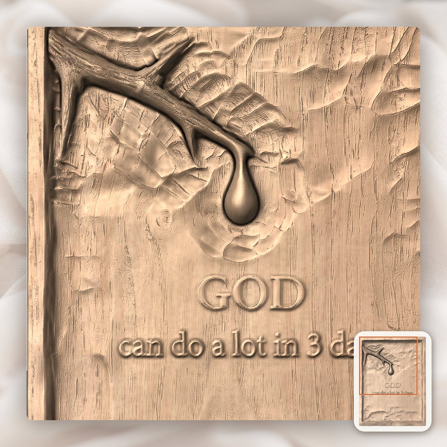 Crown of Thorns Christian Message CNC Relief STL bas-relief STL — view 6