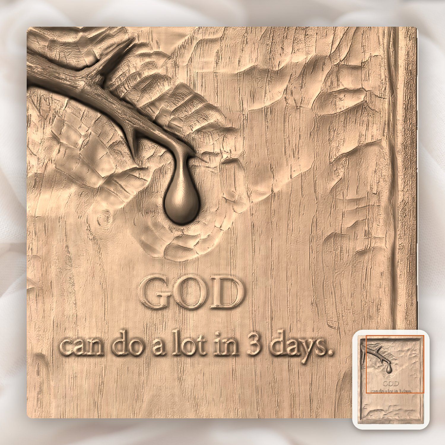 Crown of Thorns Christian Message CNC Relief STL bas-relief STL — view 8