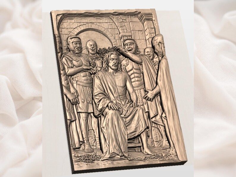 Crowning with Thorns Passion Scene Bas-Relief STL bas-relief STL — view 2