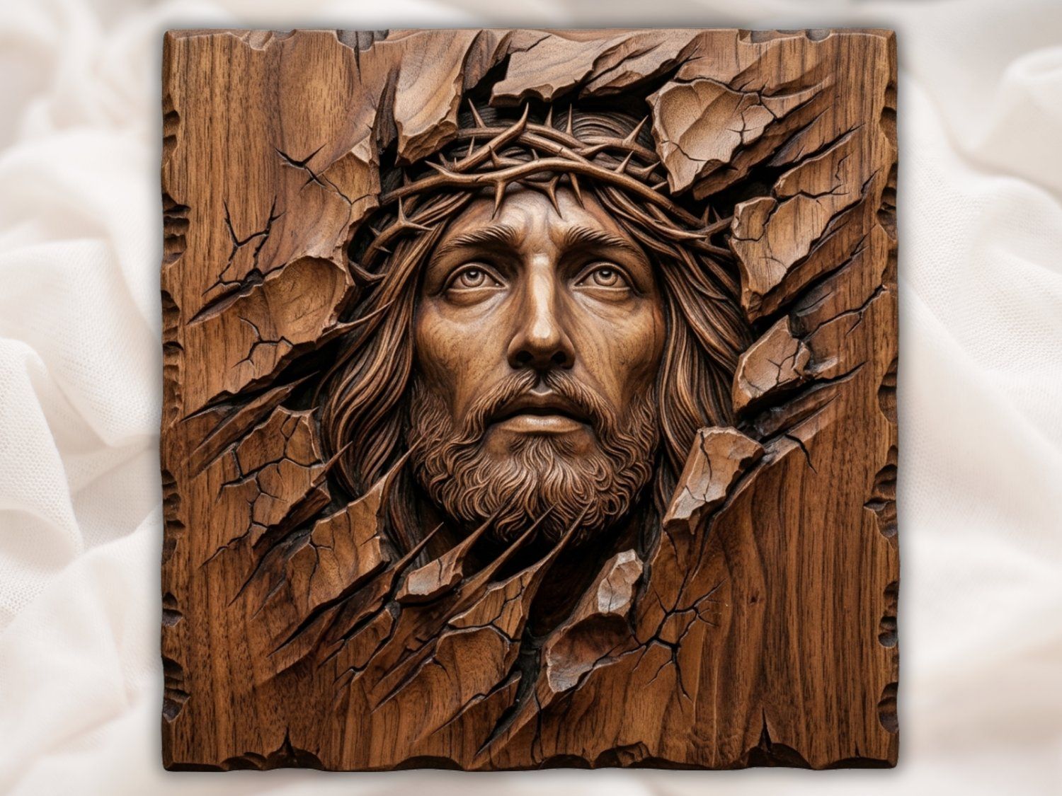 Crown of Thorns Jesus Portrait CNC Relief STL bas-relief STL — view 2