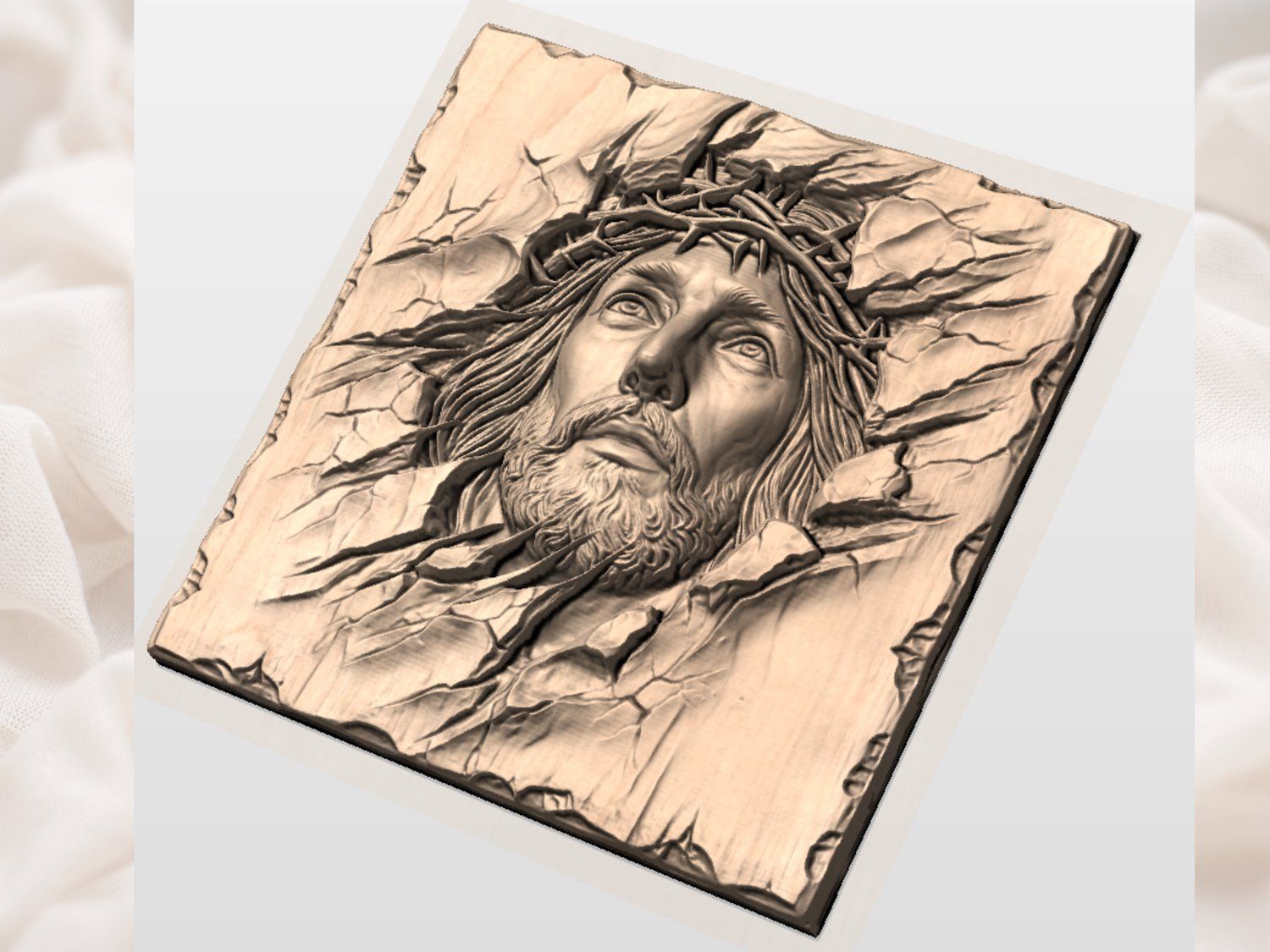 Crown of Thorns Jesus Portrait CNC Relief STL bas-relief STL — view 3