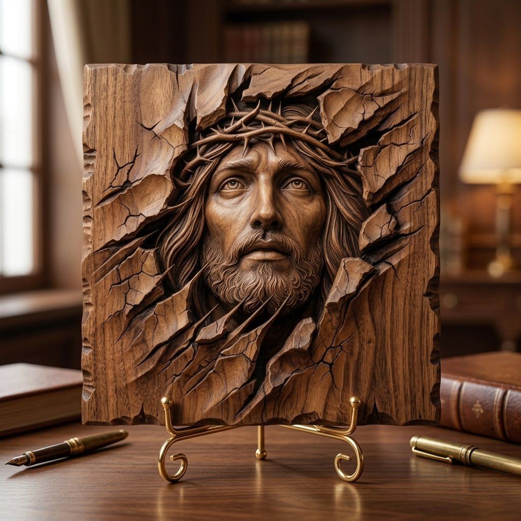 Crown of Thorns Jesus Portrait CNC Relief STL bas-relief STL — view 8