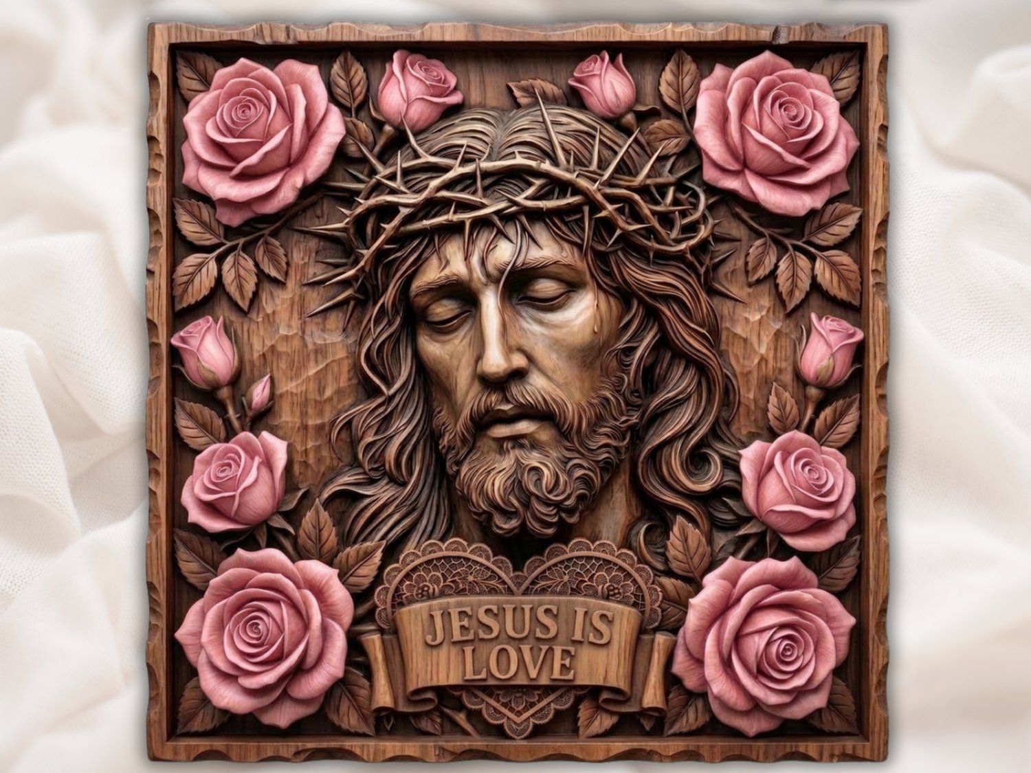 Crown of Thorns Jesus Sacred Heart CNC Relief STL bas-relief STL — view 5