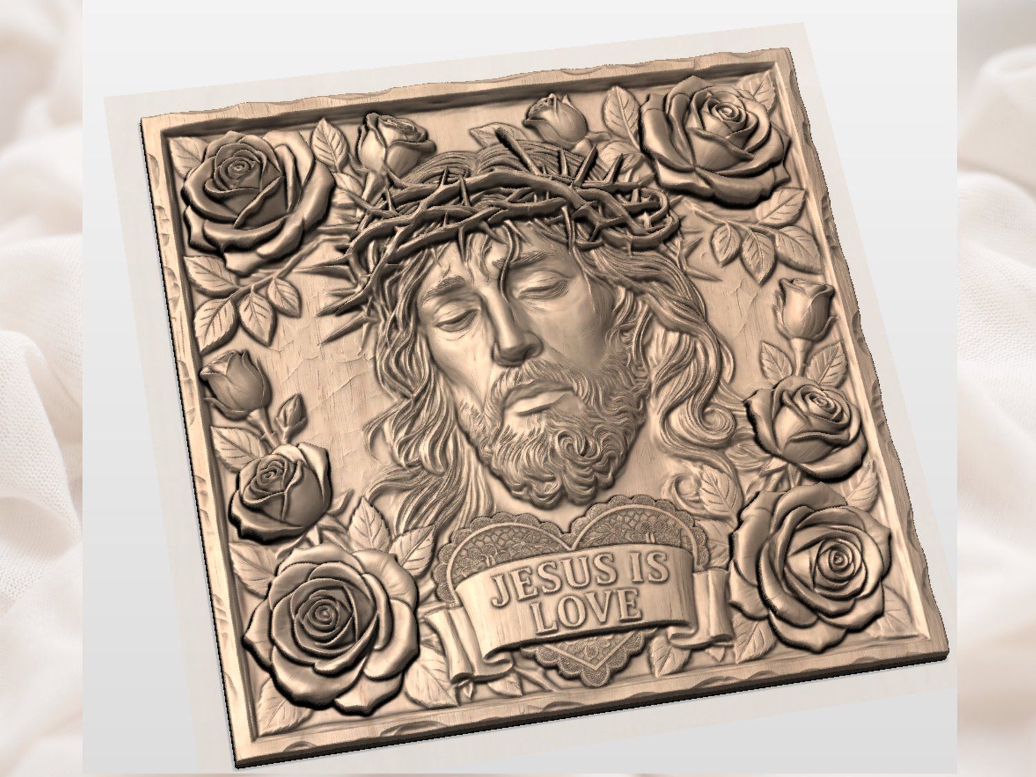 Crown of Thorns Jesus Sacred Heart CNC Relief STL bas-relief STL — view 6