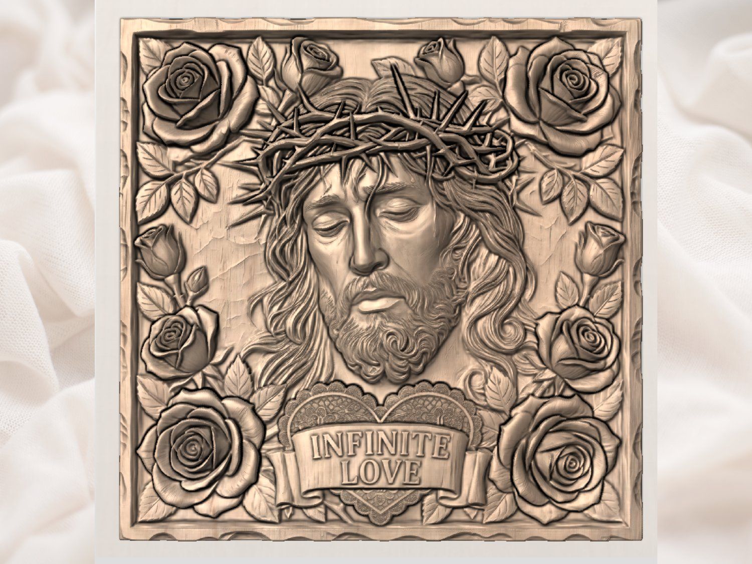 Crown of Thorns Jesus Sacred Heart CNC Relief STL bas-relief STL — view 7