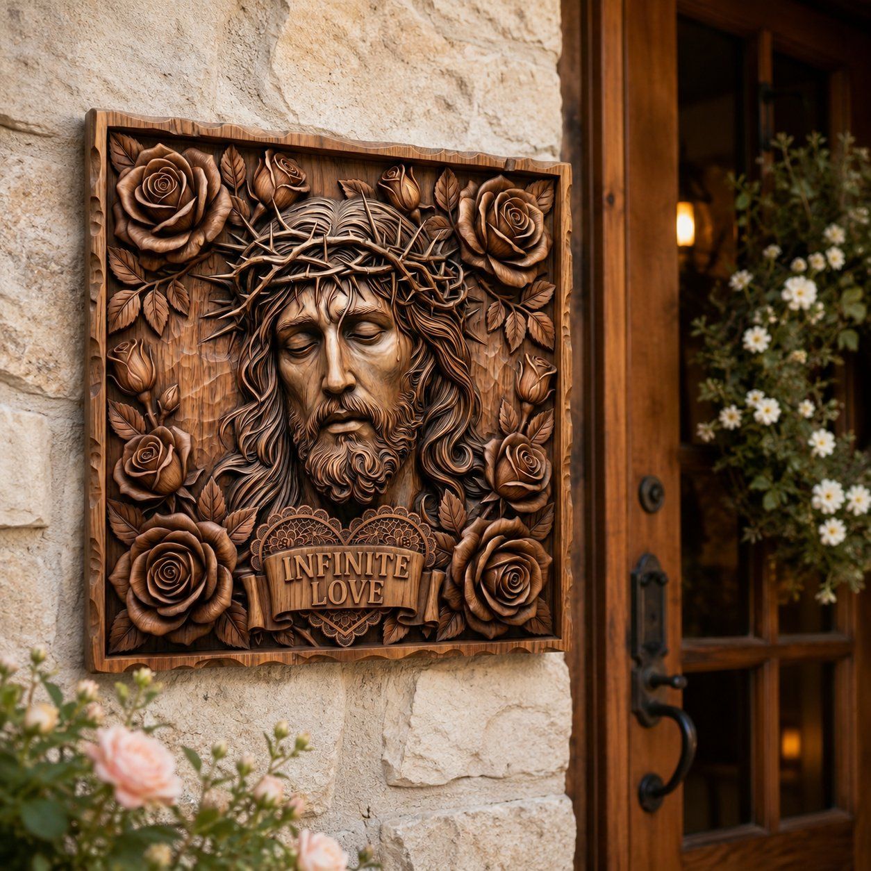Crown of Thorns Sacred Heart Jesus CNC Relief STL bas-relief STL — view 5