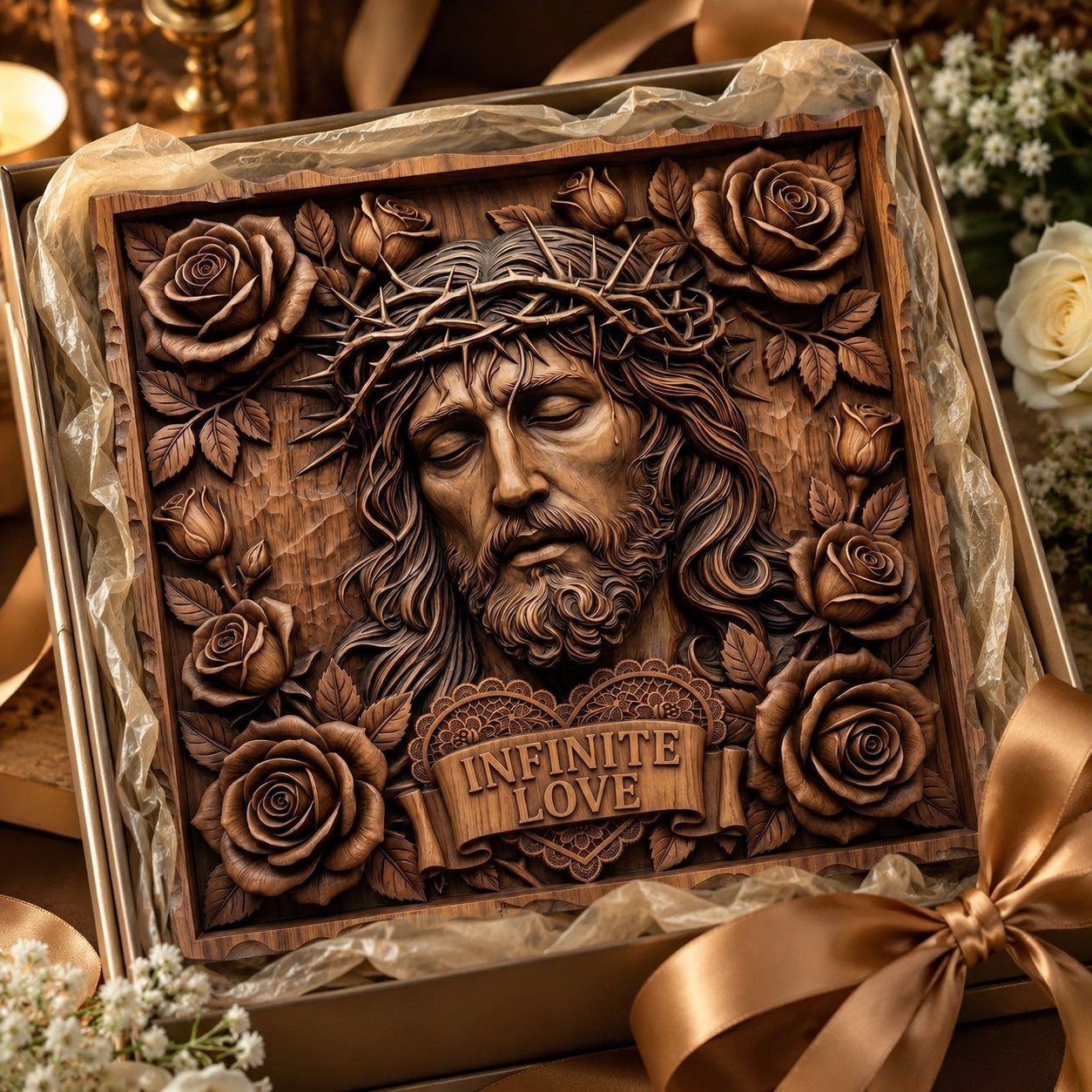 Crown of Thorns Sacred Heart Jesus CNC Relief STL bas-relief STL — view 6
