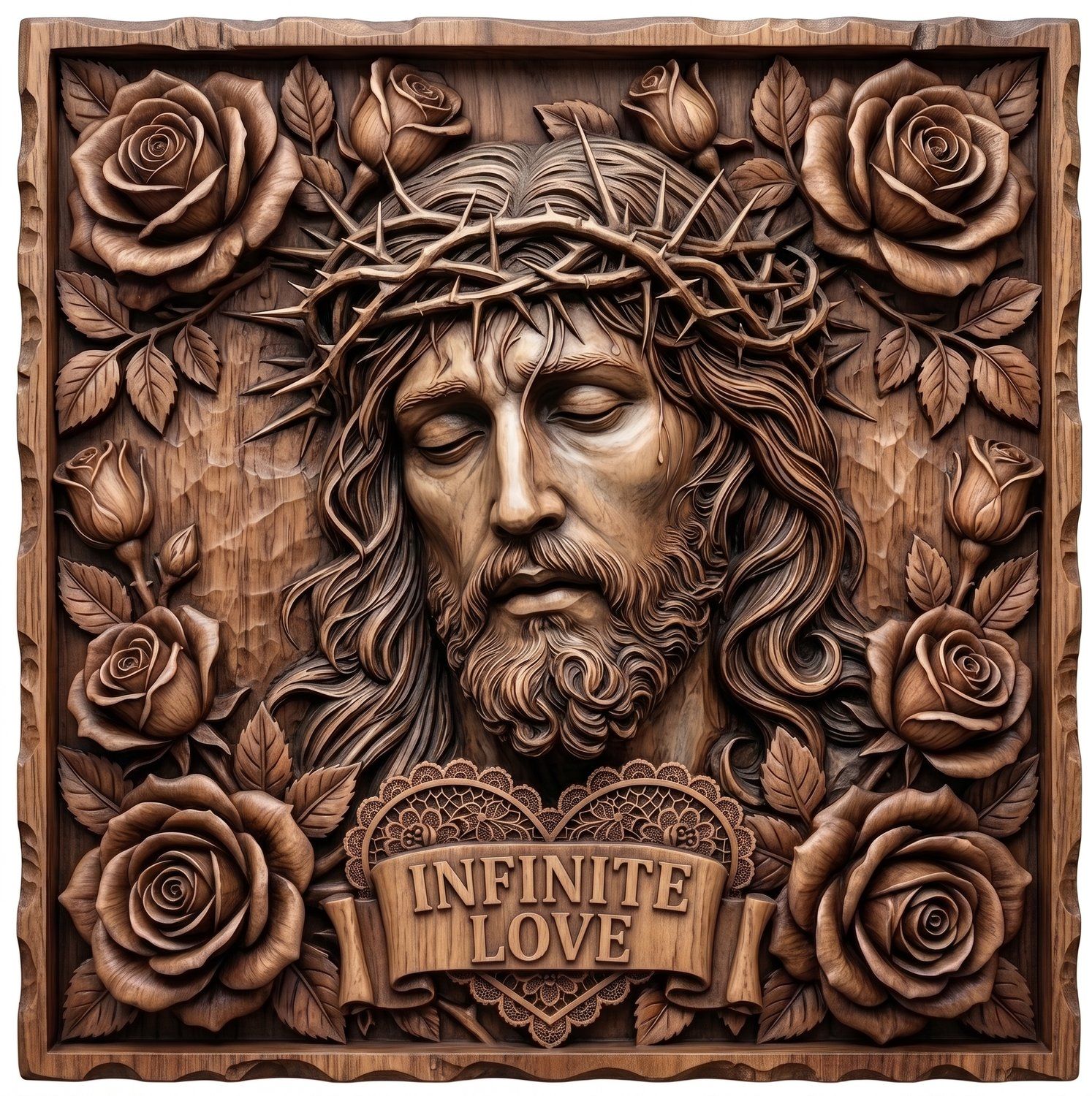 Crown of Thorns Sacred Heart Jesus CNC Relief STL bas-relief STL — view 8