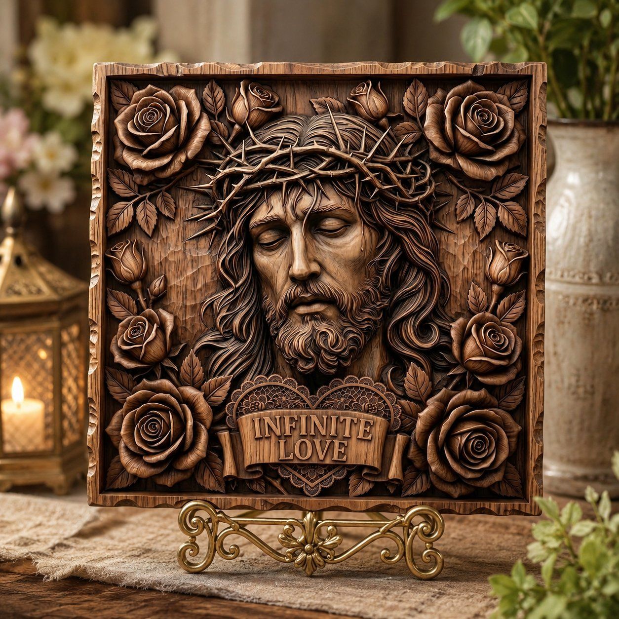 Crown of Thorns Sacred Heart Jesus CNC Relief STL bas-relief STL — view 9