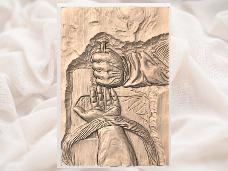 Crucifixion Hands and Nail Bas-Relief STL for Wood Carving bas-relief STL — view 3