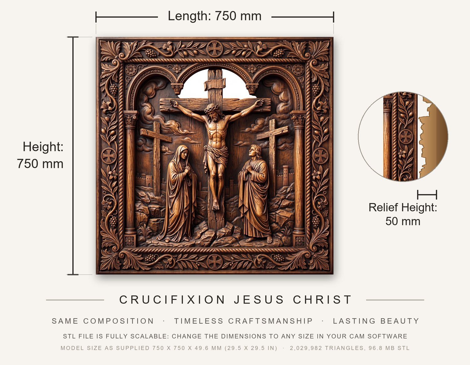 Jesus Dies on the Cross STL bas-relief STL — view 14