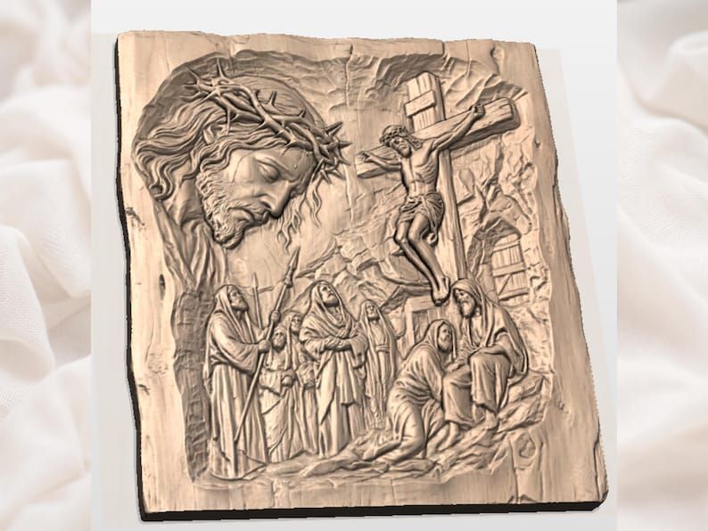 Crucifixion of Christ at Calvary Bas-Relief Scene STL bas-relief STL — view 2